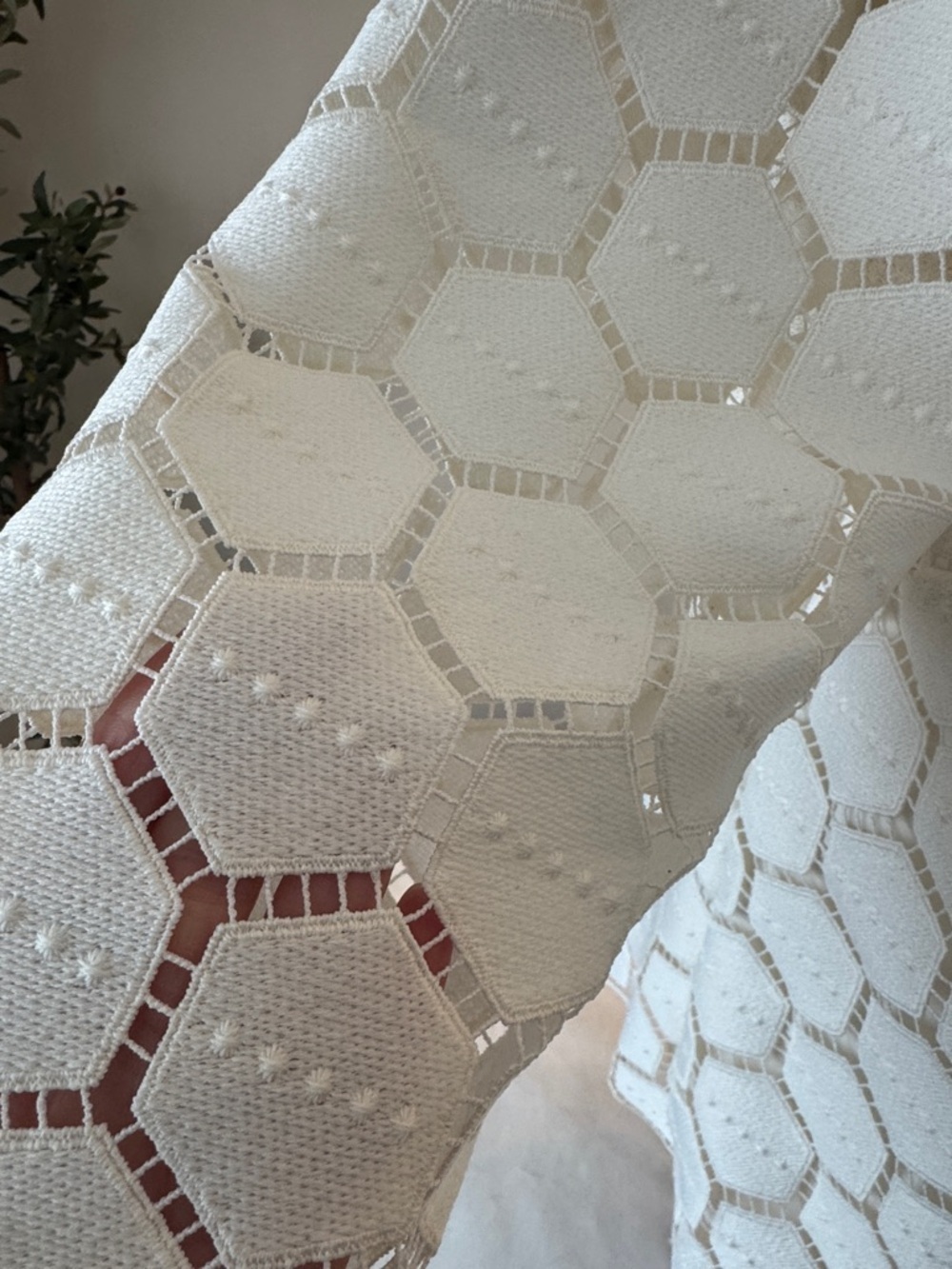 Talbots Cream Crochet Hexagon Lace Blouse - Picture 2 of 12